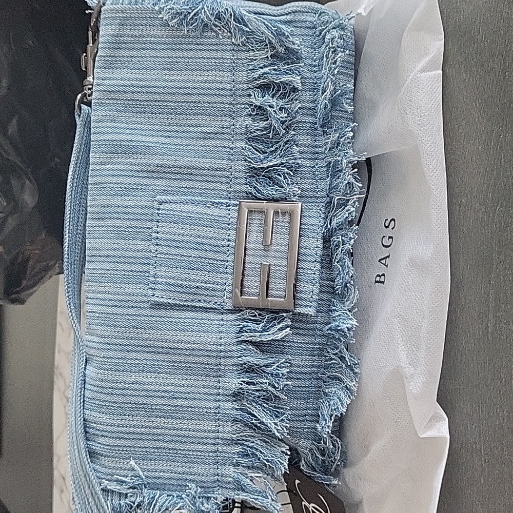 Denim baguette bag